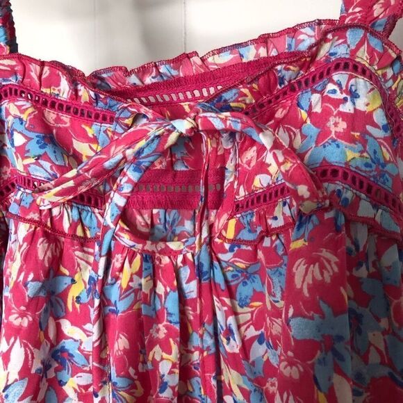 BOG Collective Womens Multicolor Floral Cropped Baby Doll Top Size Medium - Picture 4 of 5